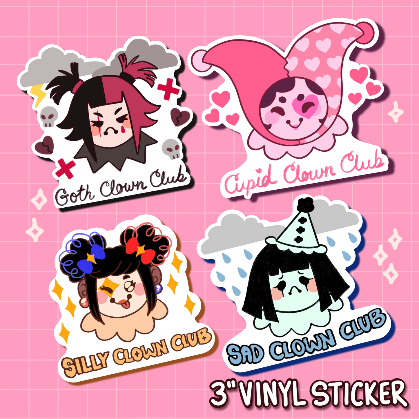 Clown Club Sticker Set
