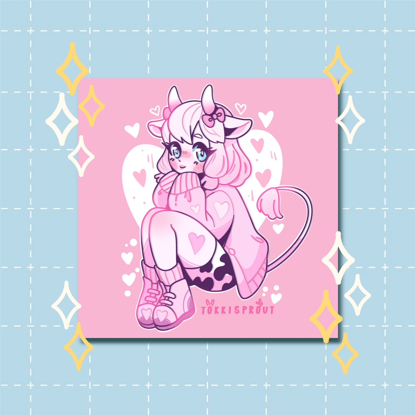 Valentines Cow Mini Print