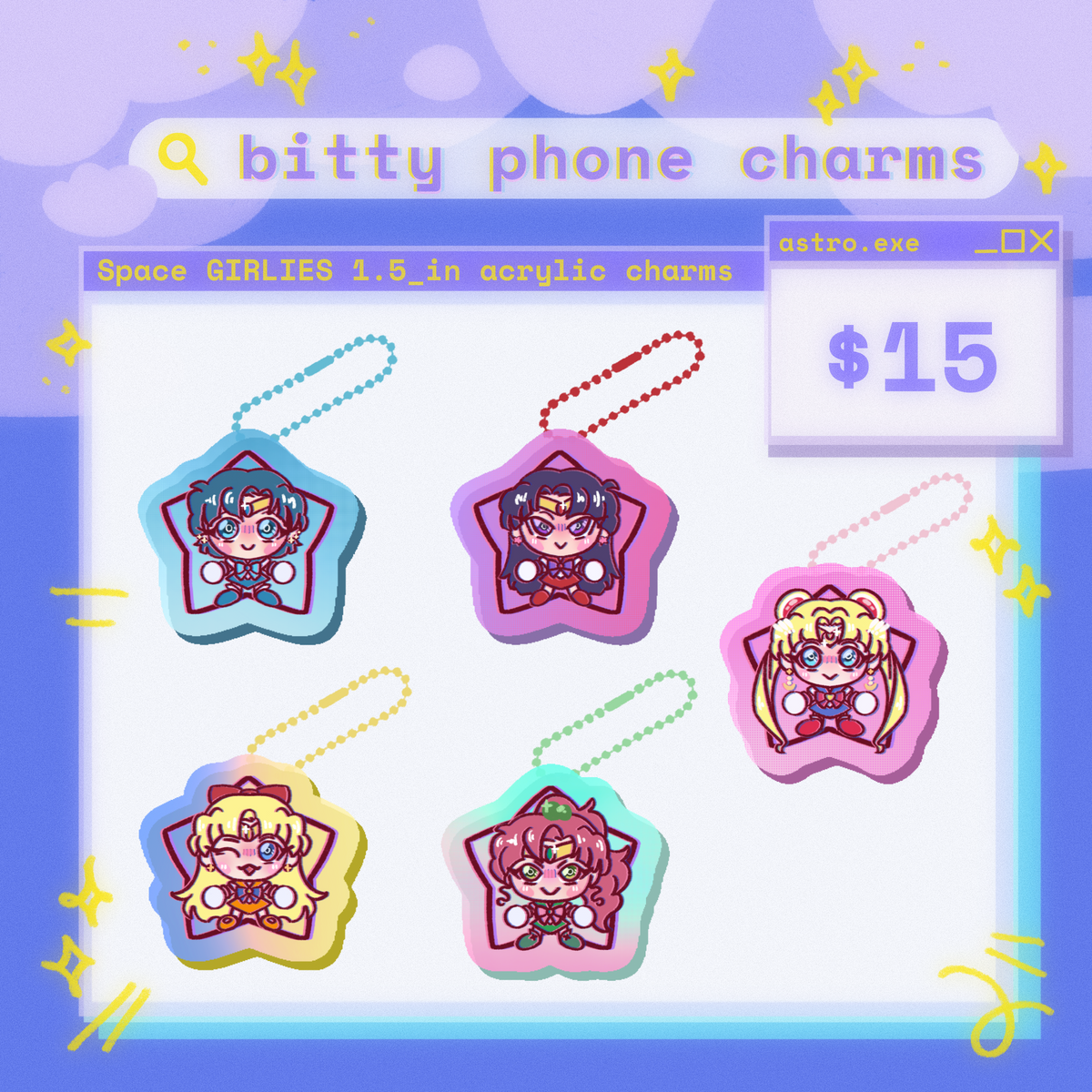 SPACE Girlies Bitty-Star Charms