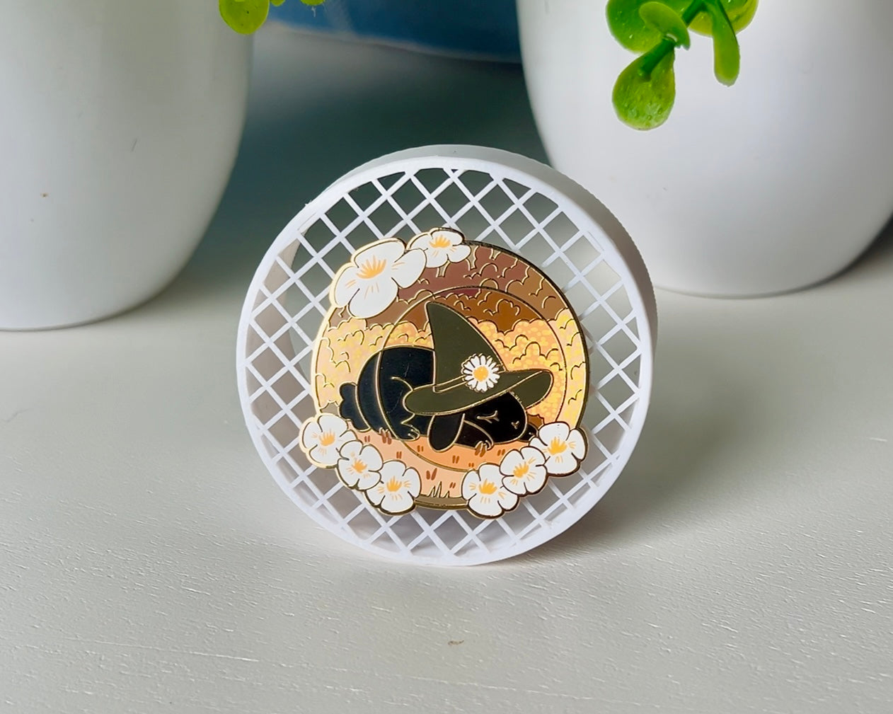 Circle Terrarium Bun Enamel Pins